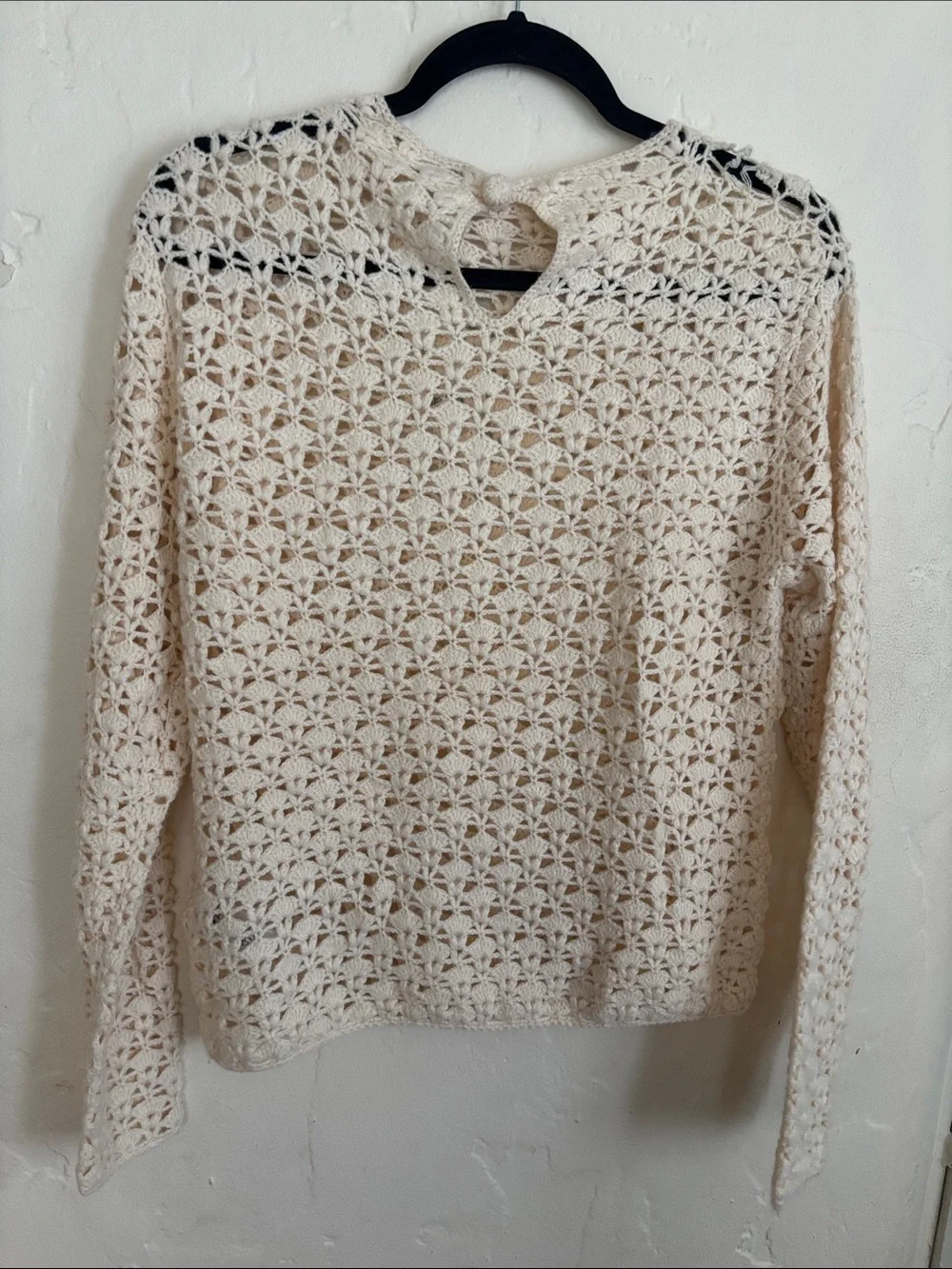 Zara Cream Openwork Crochet Sweater
